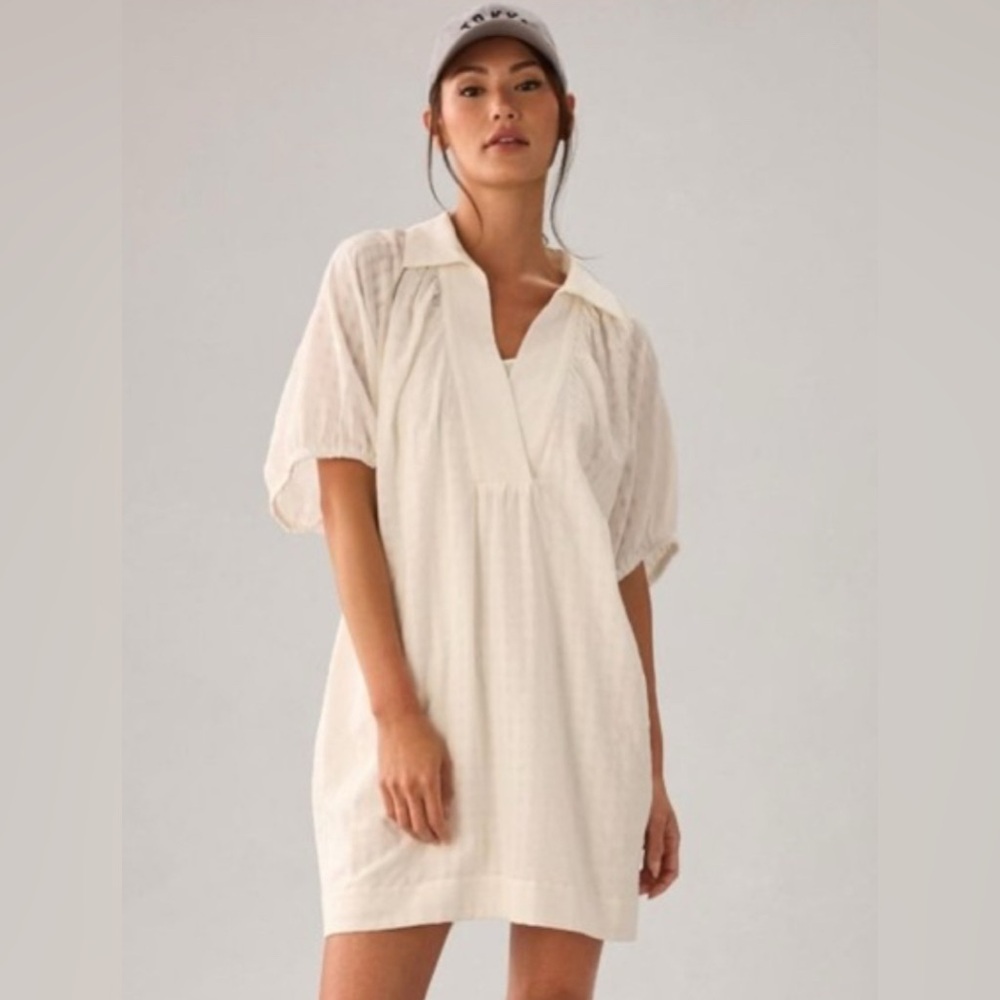 Anthropologie White Collared Dress